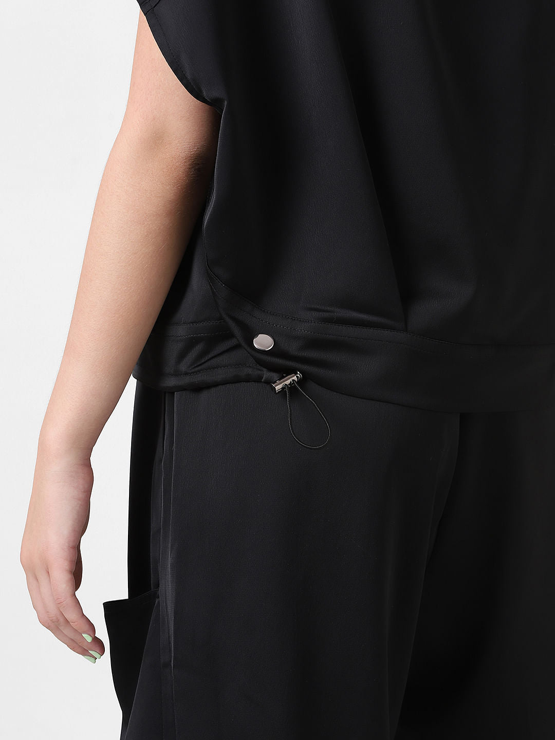 Black Boxy Fit Co-Ord Set Shirt