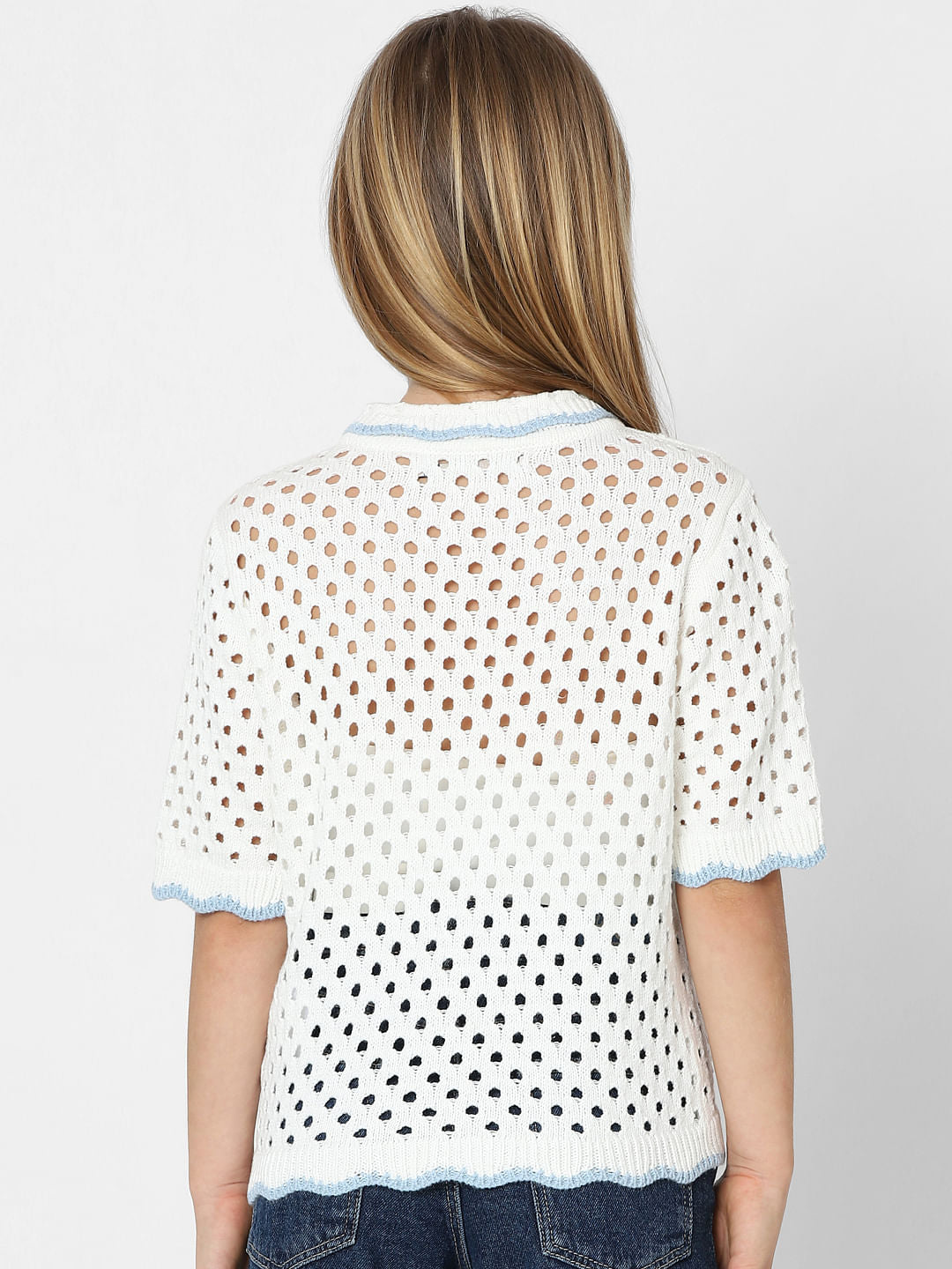 Girls White Knit Top