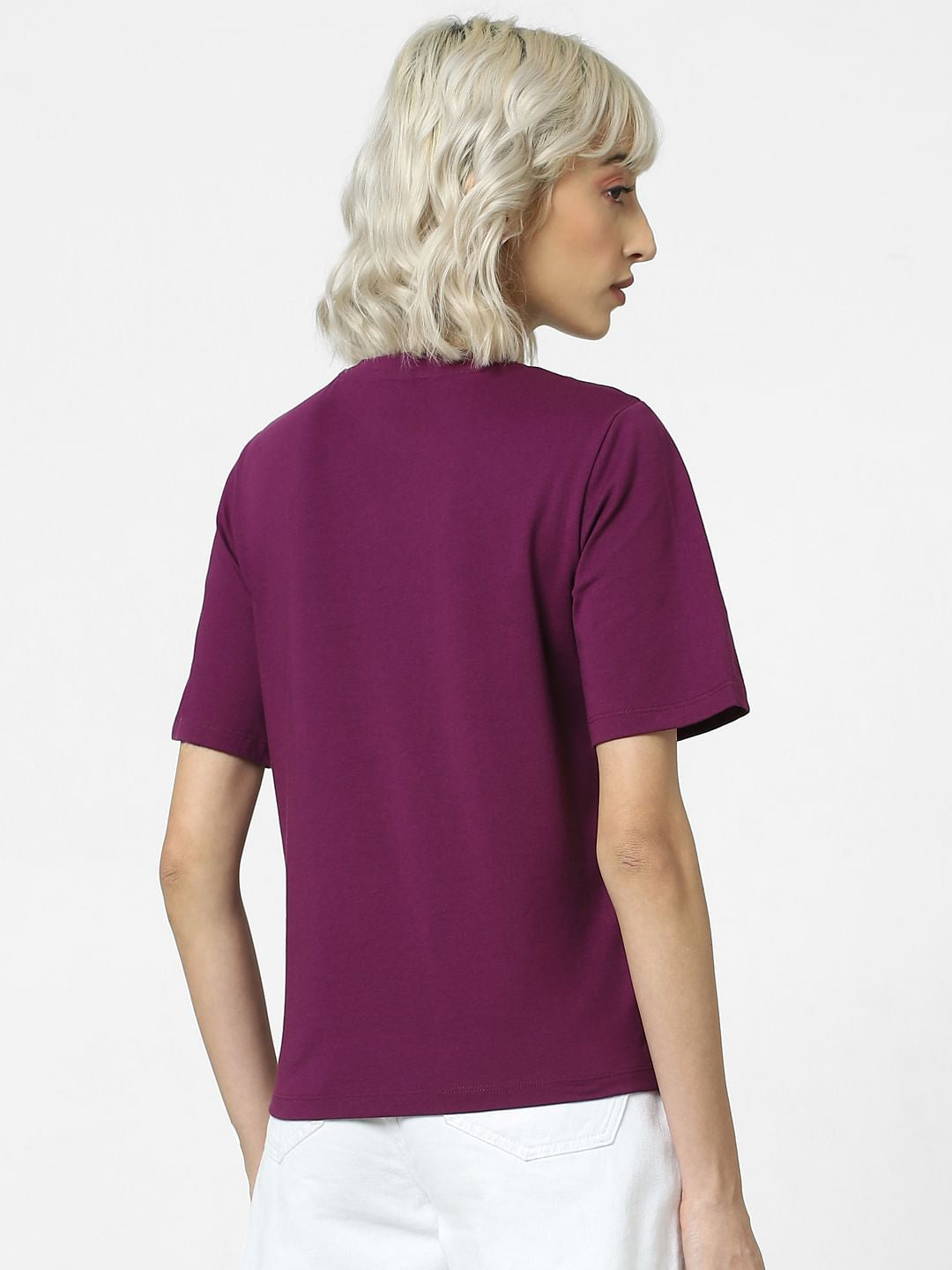 Purple Text Print T-Shirt