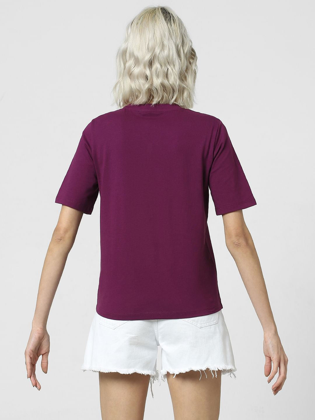 Purple Text Print T-Shirt