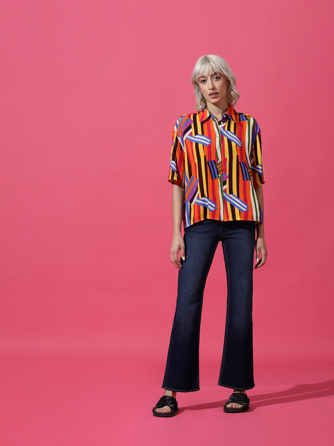 Multi-Coloured Printed Crepe Shirt