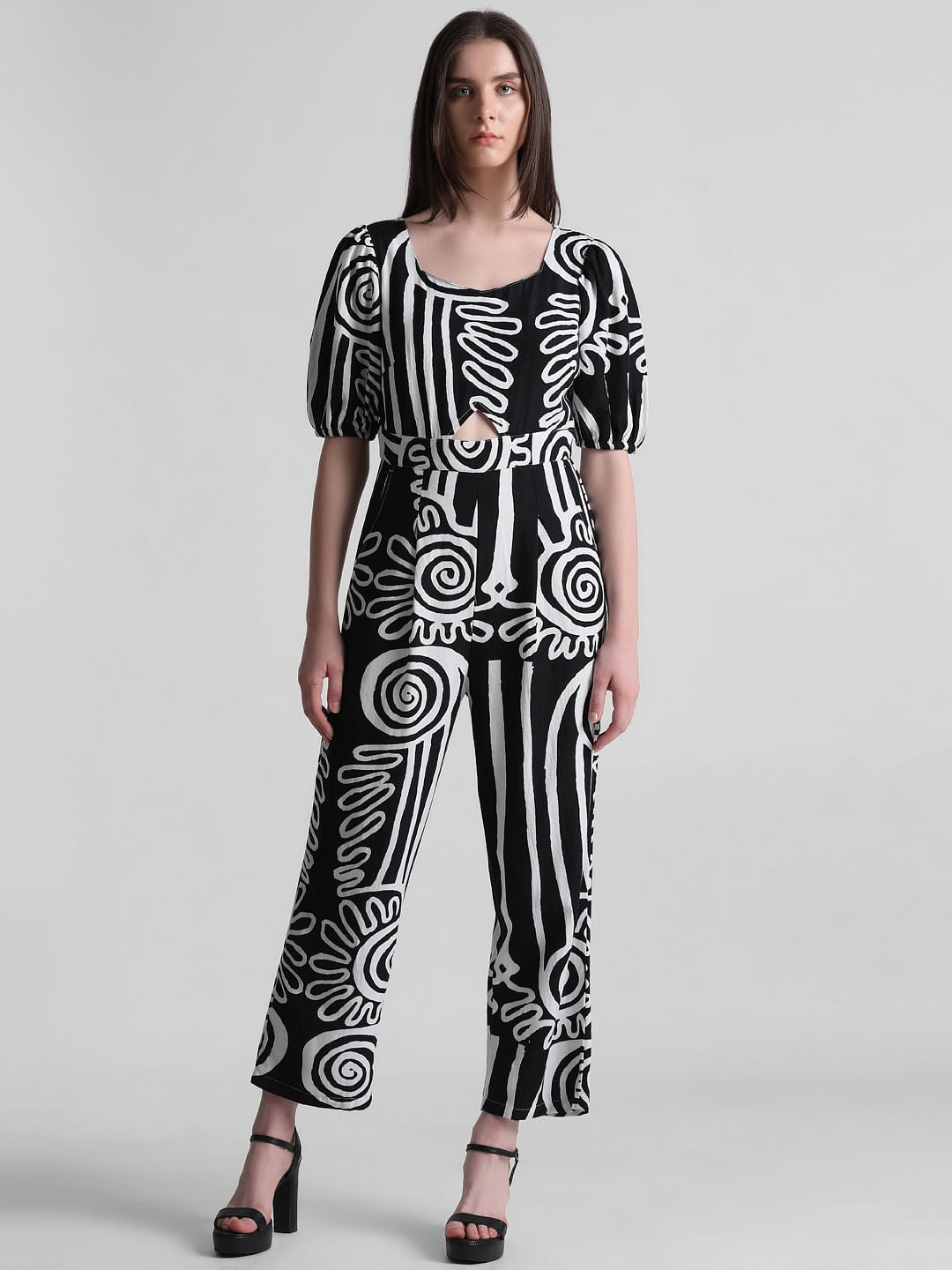 Black Abstract Print Jumpsuit