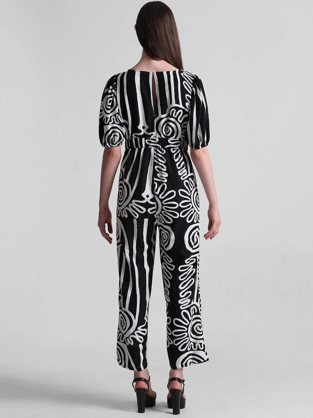 Black Abstract Print Jumpsuit