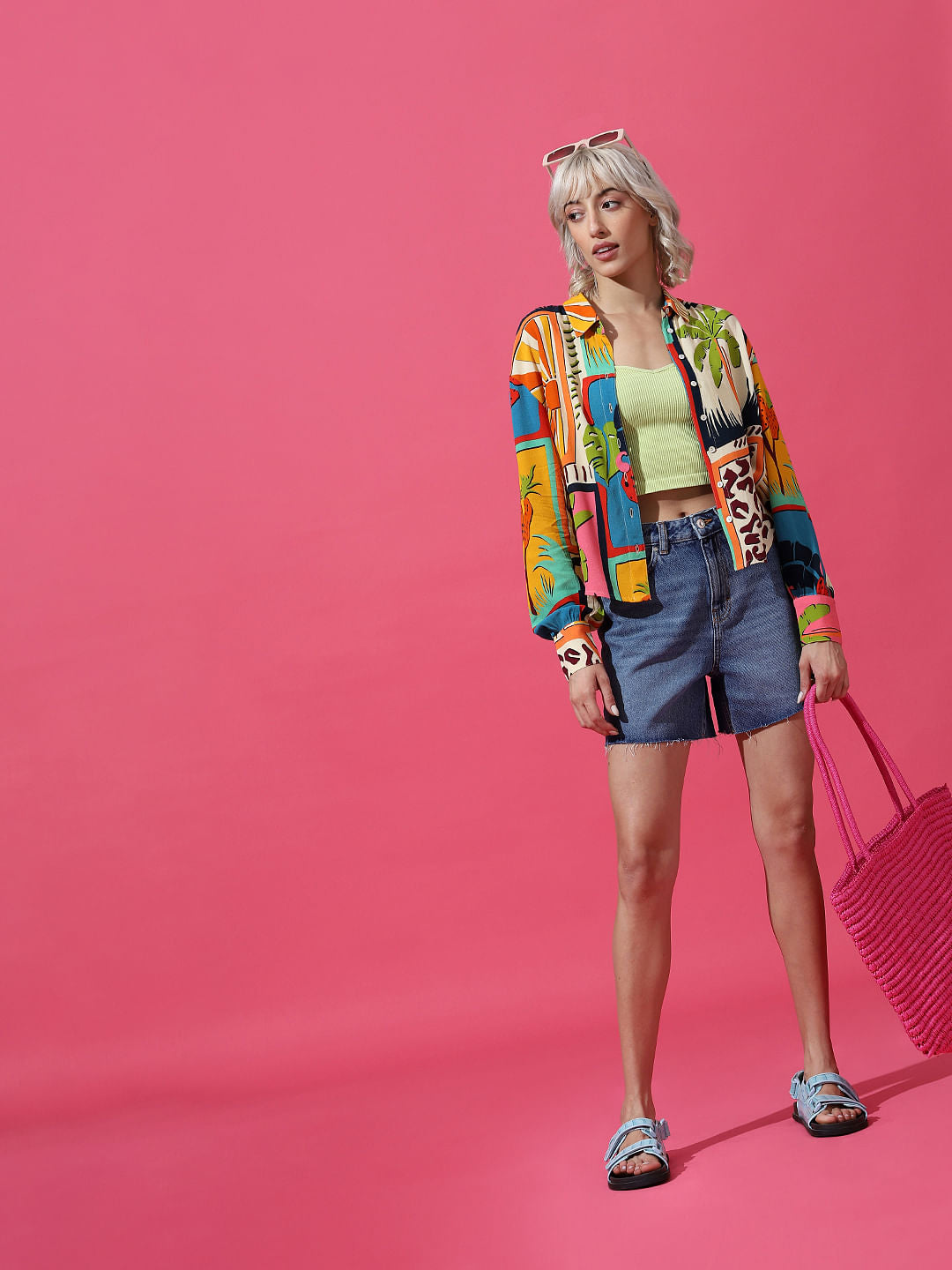 Yellow Printed Crepe Shirt