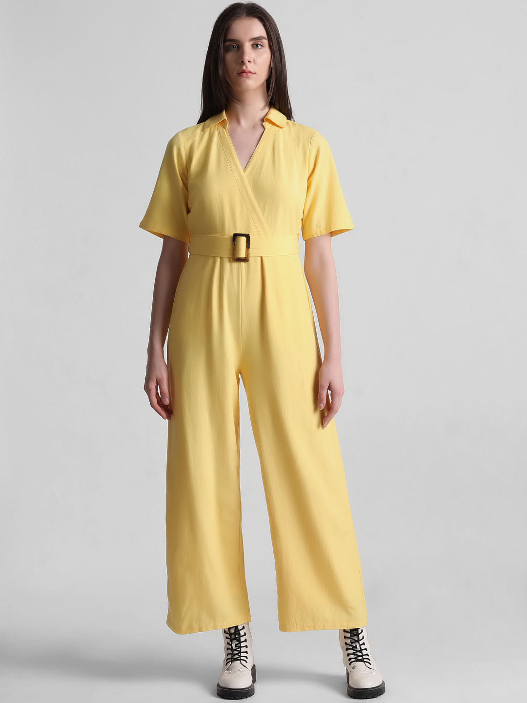 Yellow Wrap-Over Jumpsuit