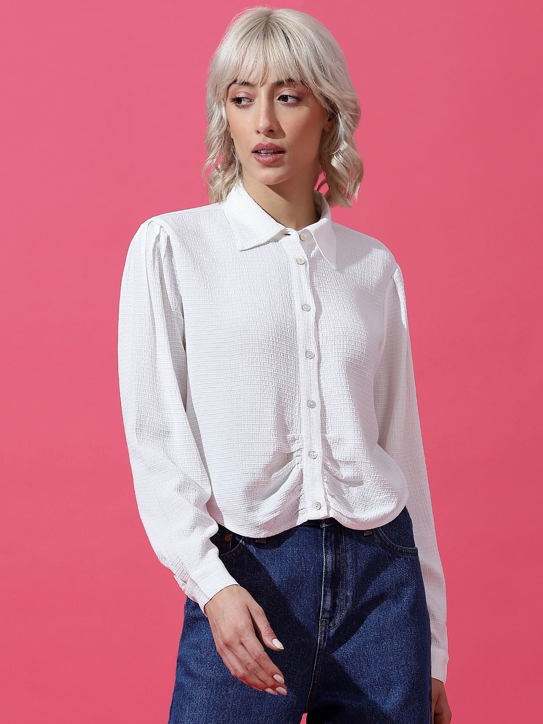 White Ruched Shirt