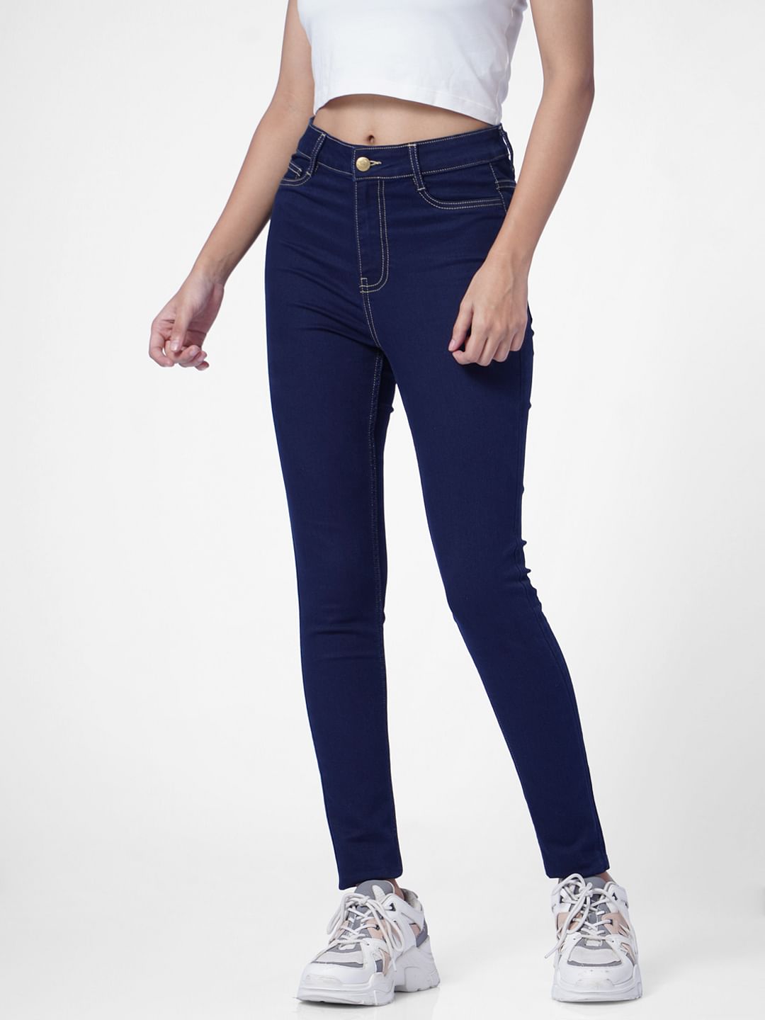 Dark Blue High Rise Skinny Jeans