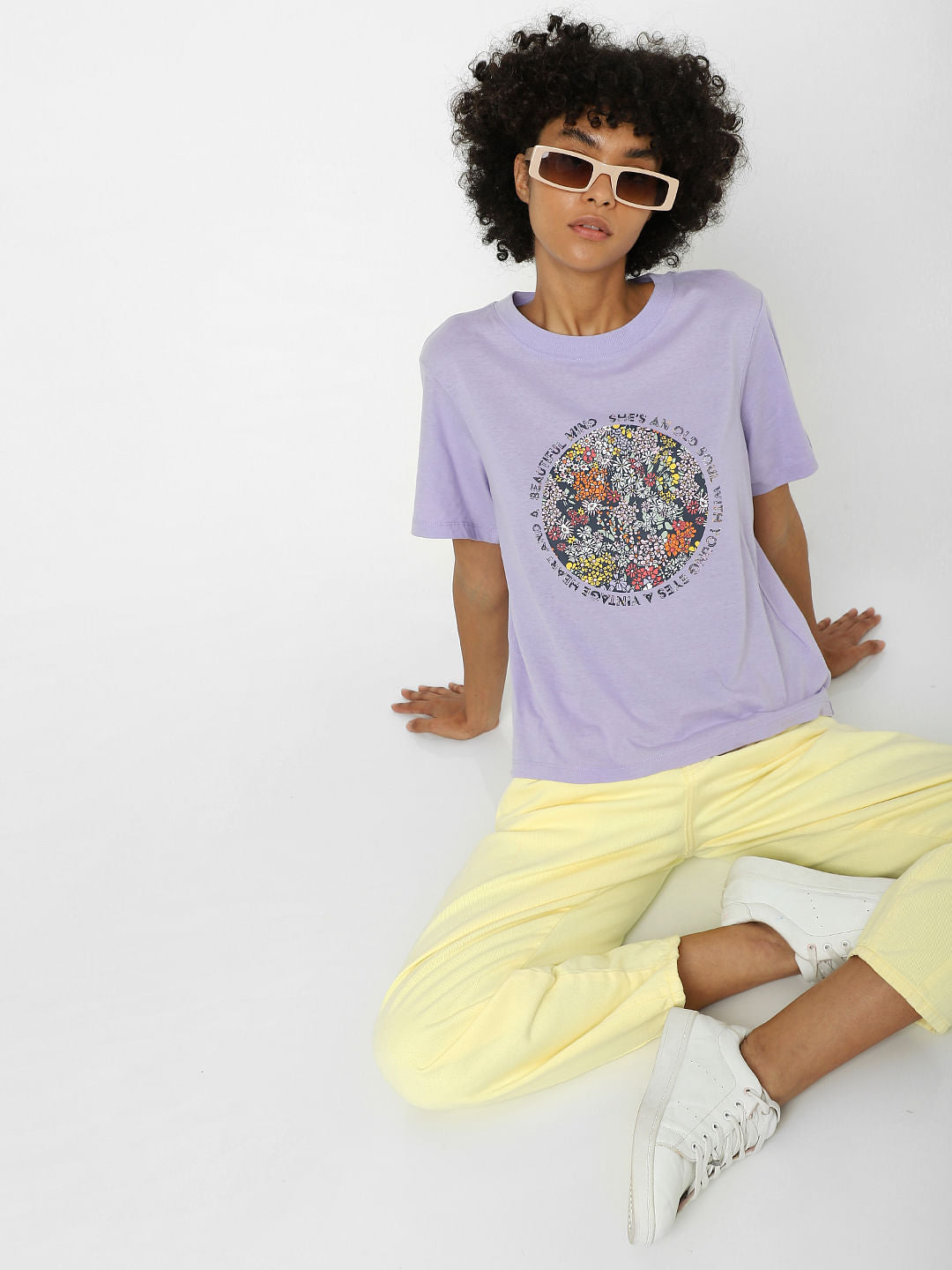 Purple Graphic Print T-Shirt