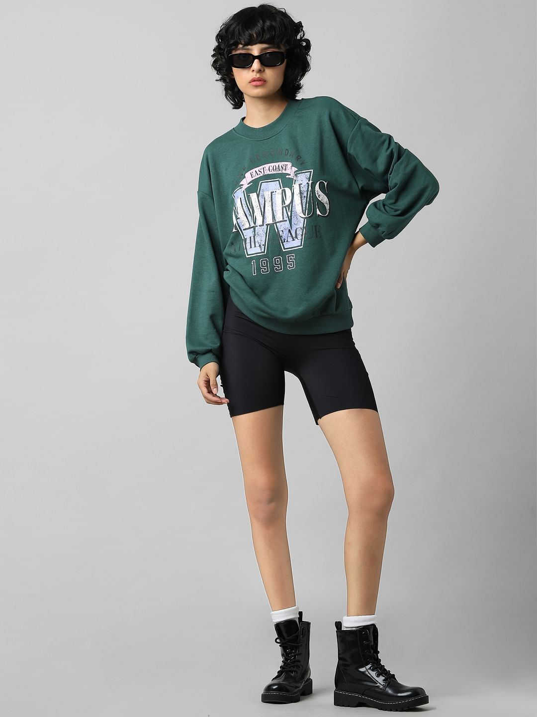 Green Graphic Print Sweatshirt