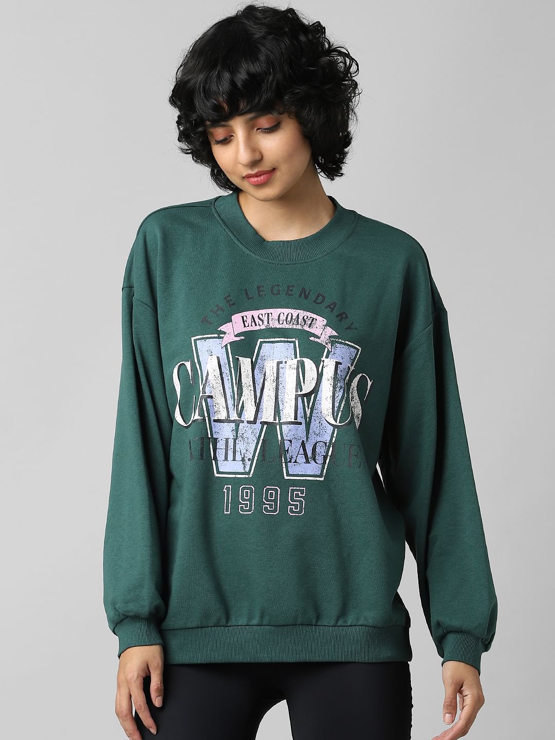 Green Graphic Print Sweatshirt