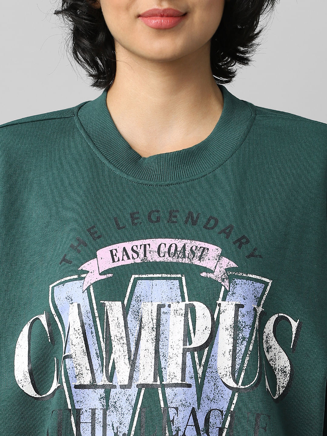 Green Graphic Print Sweatshirt