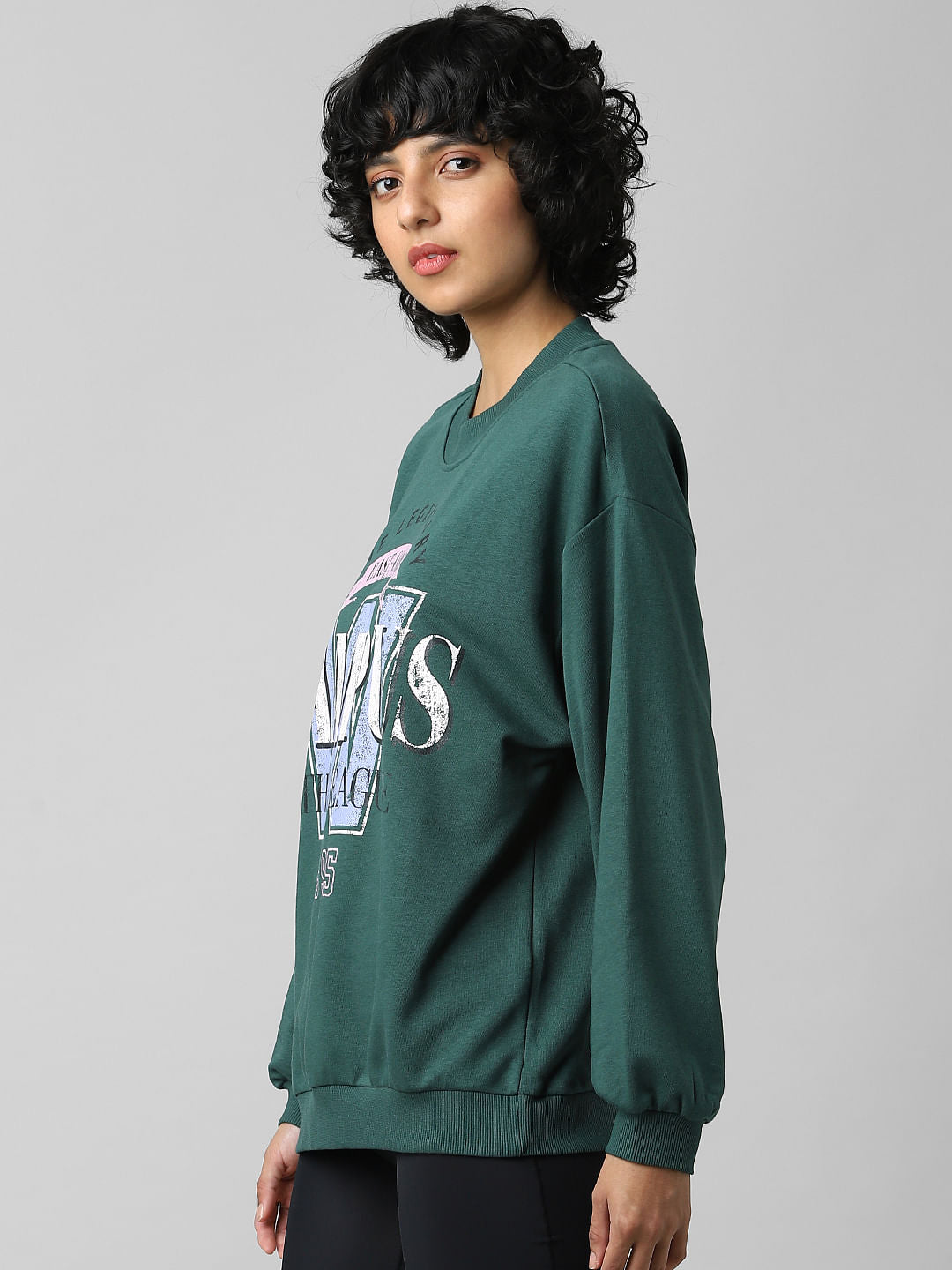 Green Graphic Print Sweatshirt