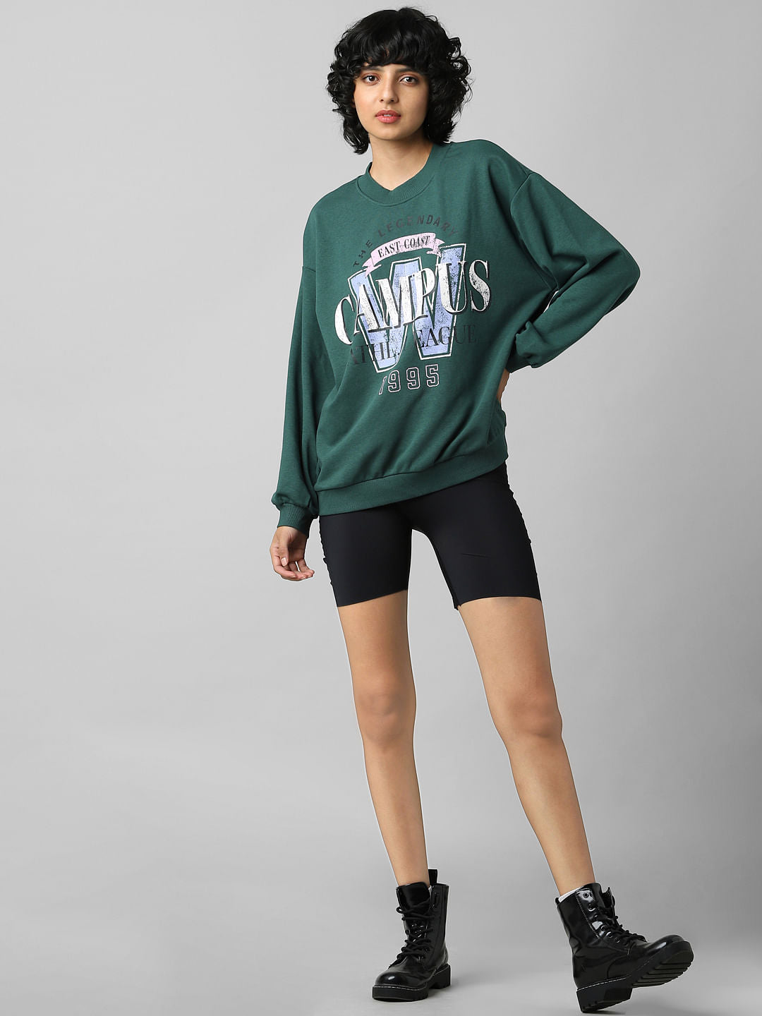 Green Graphic Print Sweatshirt