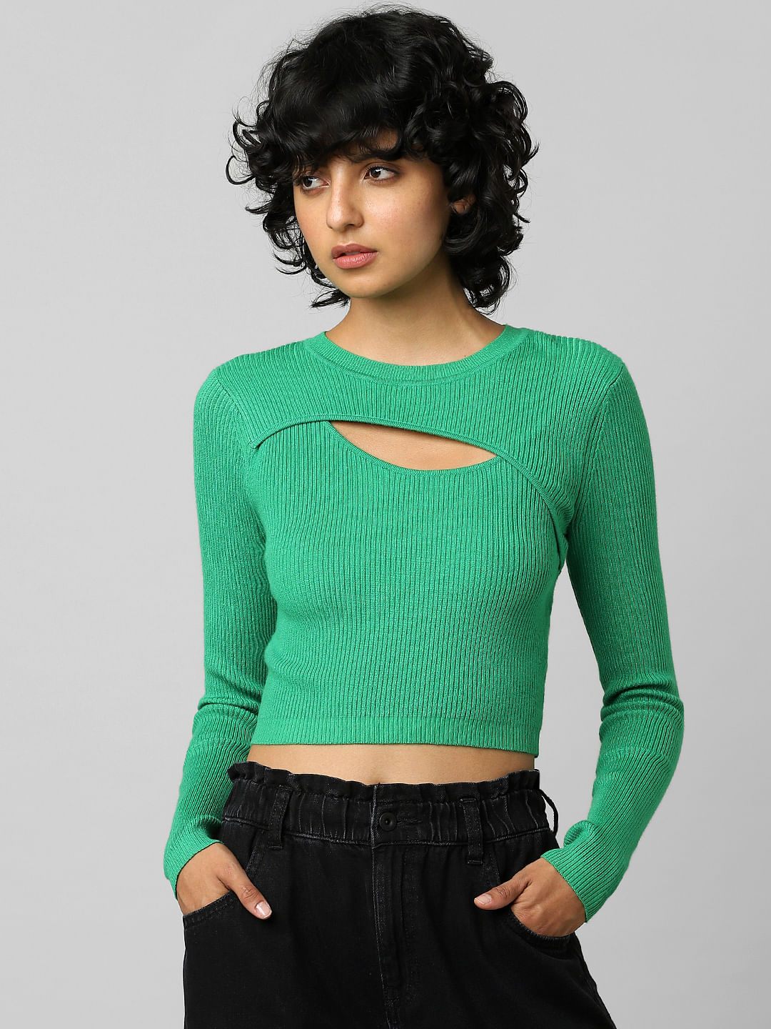 Green Cut Out Detail Pullover