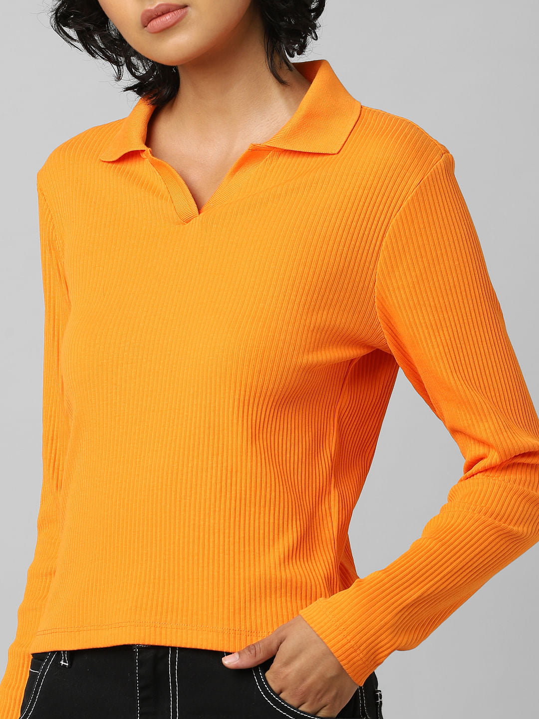 Orange Ribbed Top