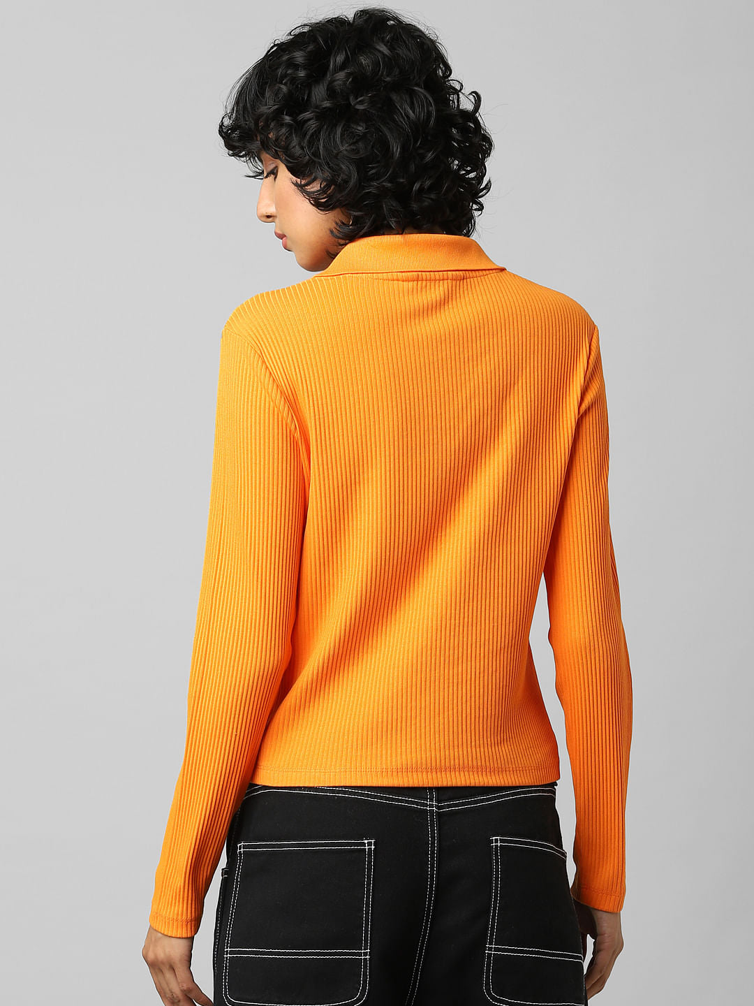 Orange Ribbed Top