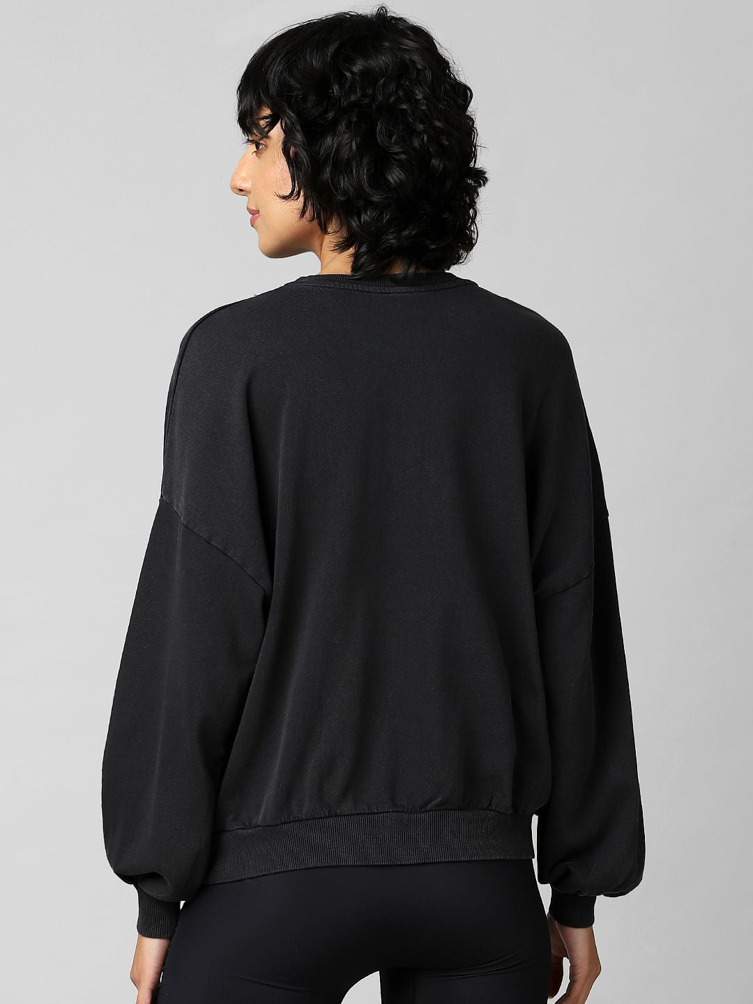 Black Printed Oversized Sweatshirt