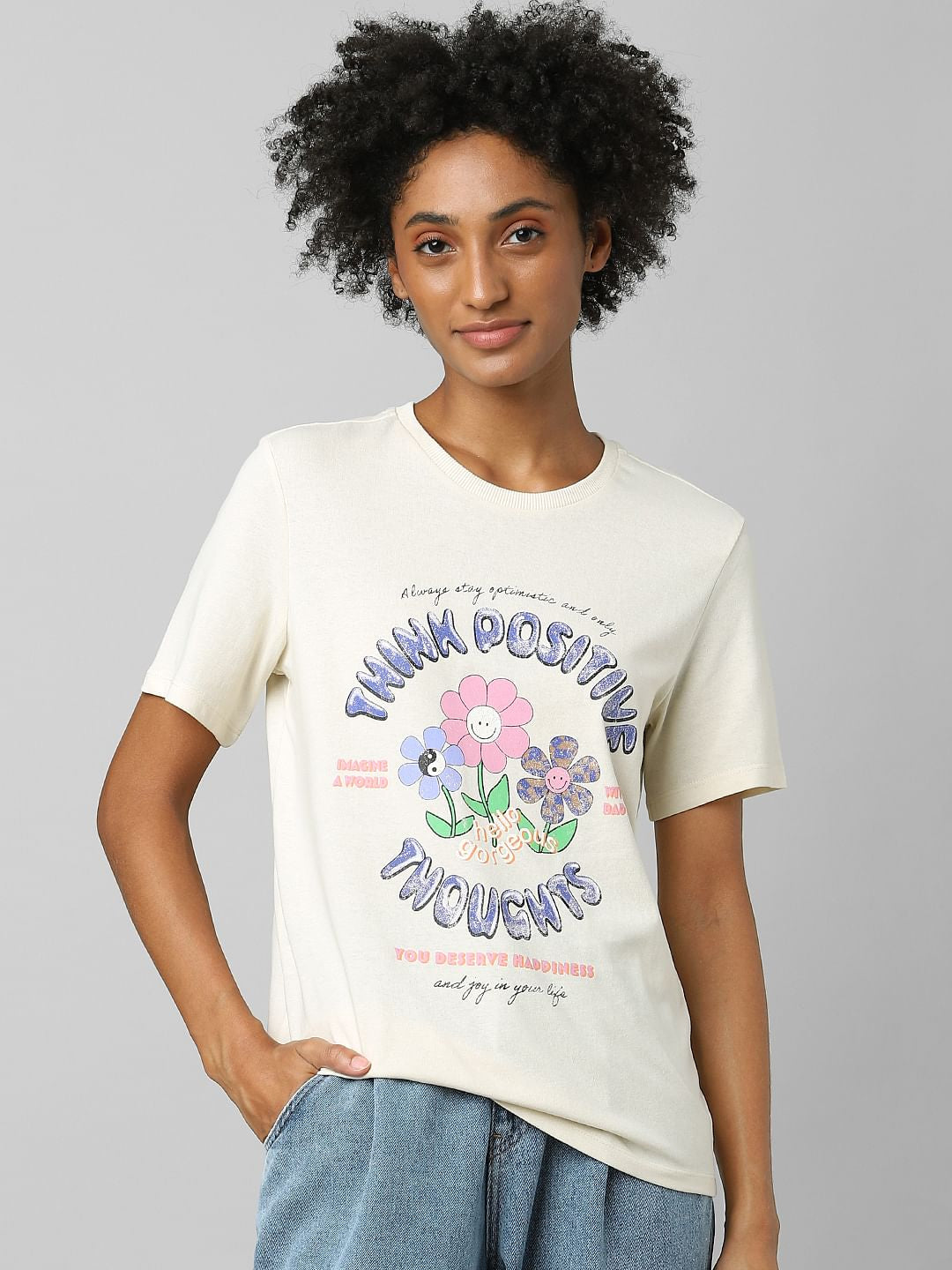 Beige Graphic Print T-Shirt