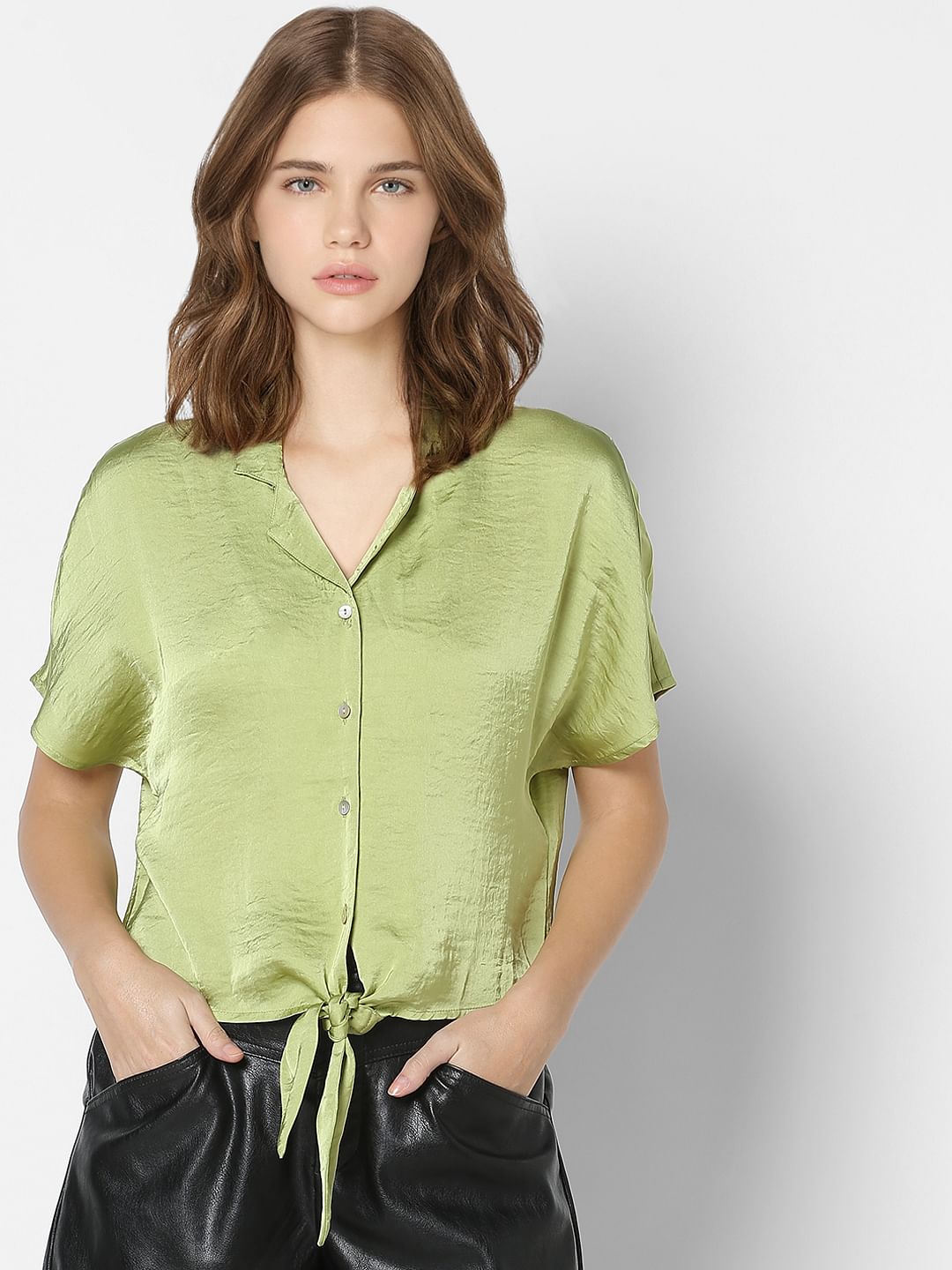Green Tie Up Resort Shirt