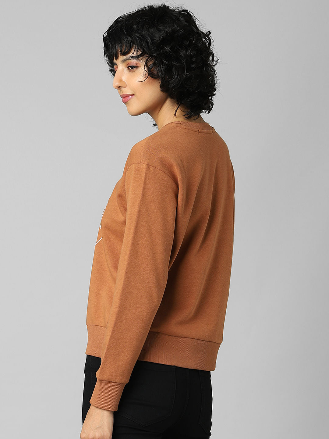 Brown Embroidered Print Sweatshirt