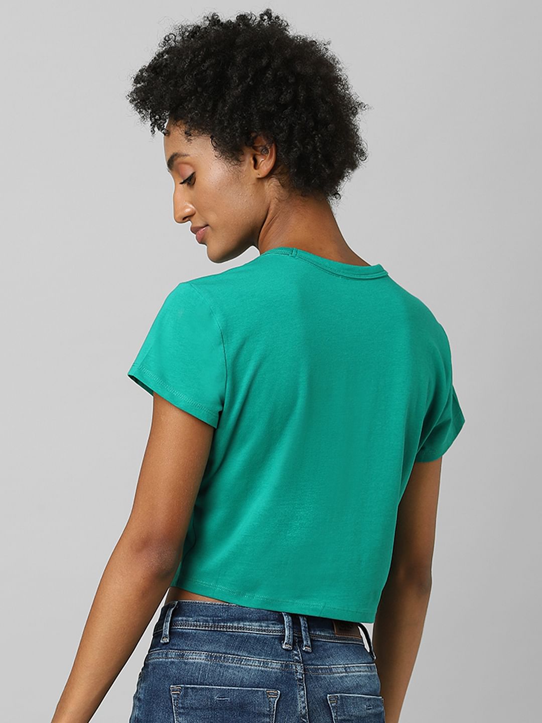 Green Rhinestone Detail T-Shirt