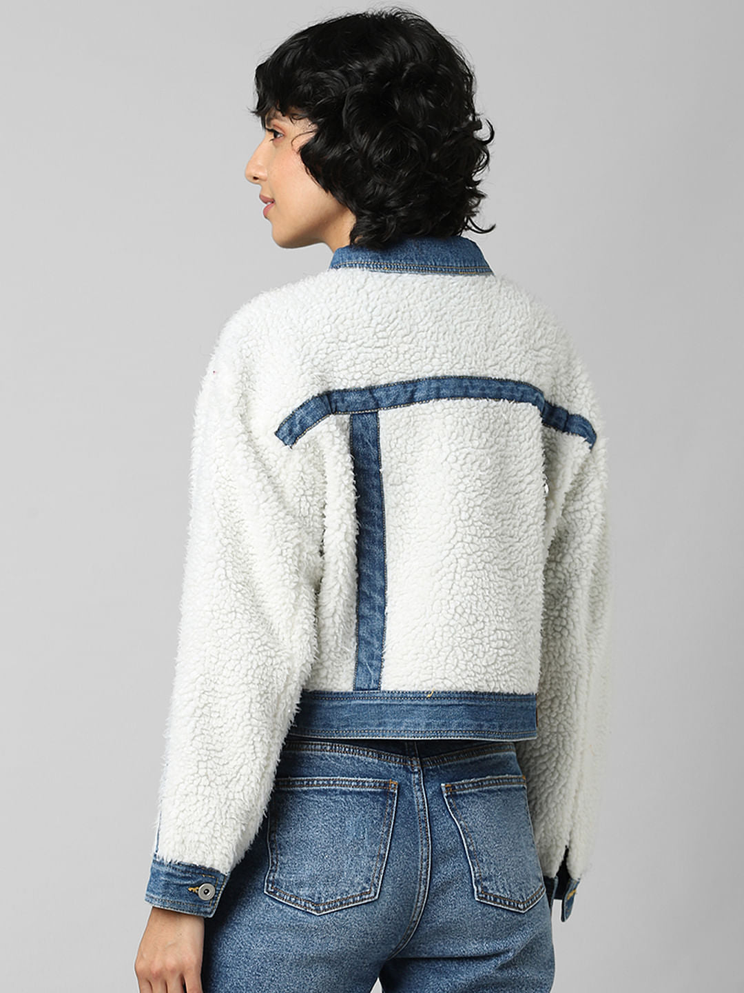 White Teddy Denim Jacket