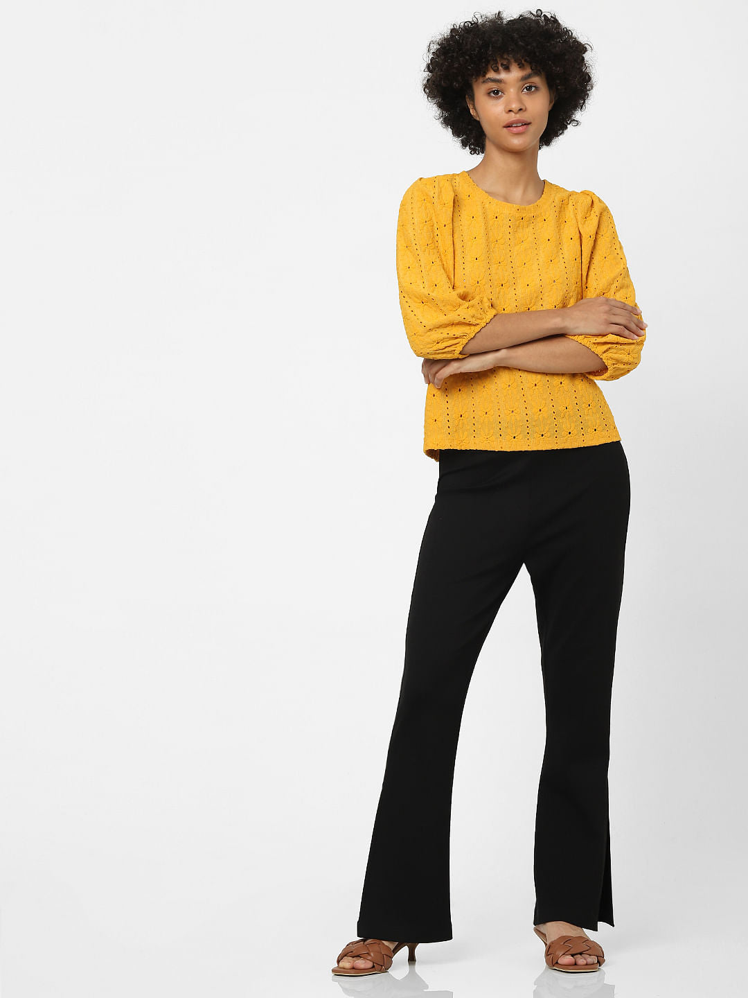 Yellow Embroidered Top