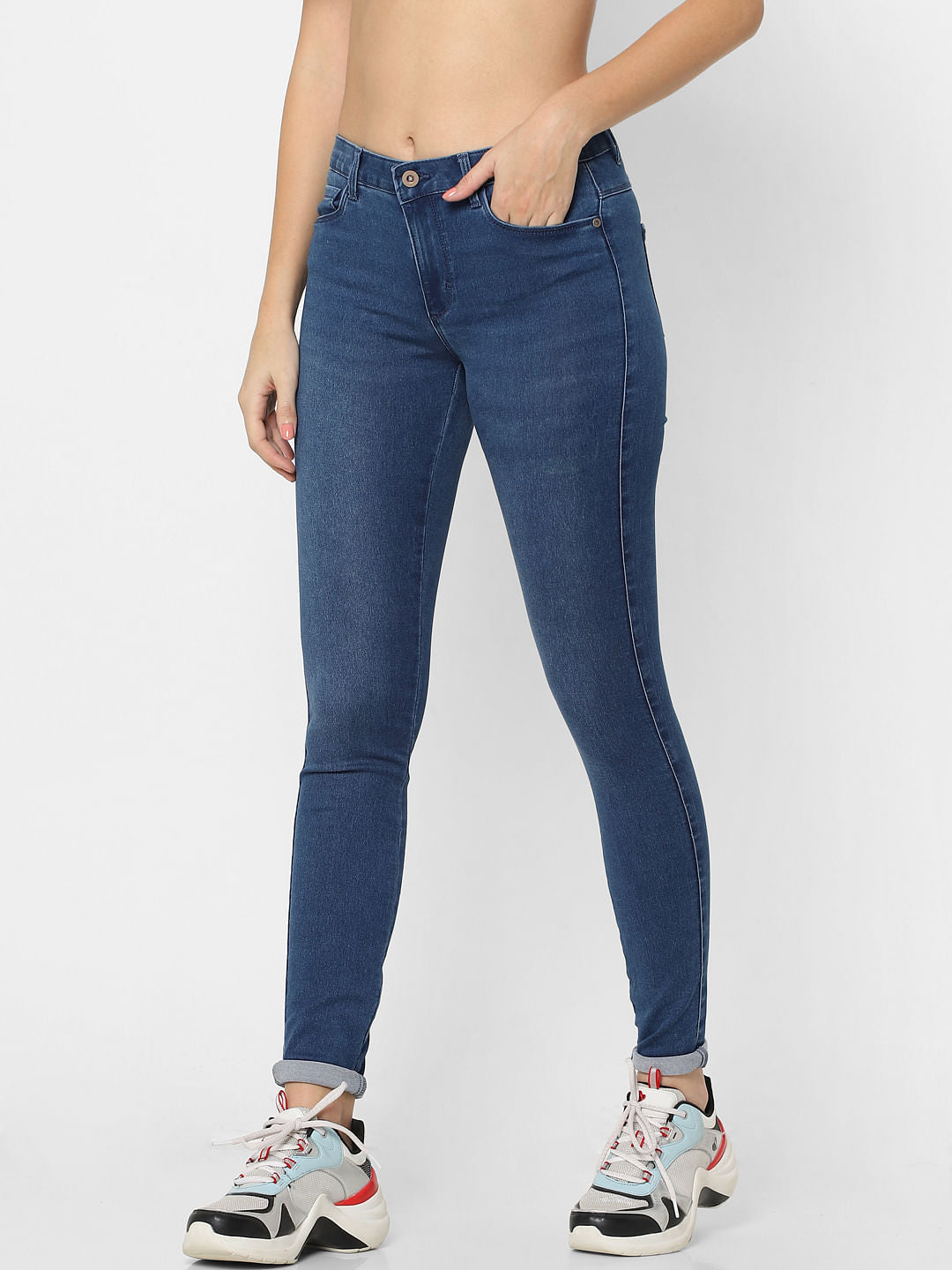 Blue High Rise Skinny Fit Jeans