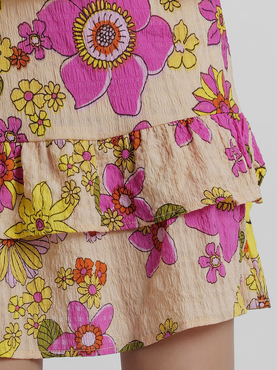 Girls Peach Floral Co-Ord Set Skirt