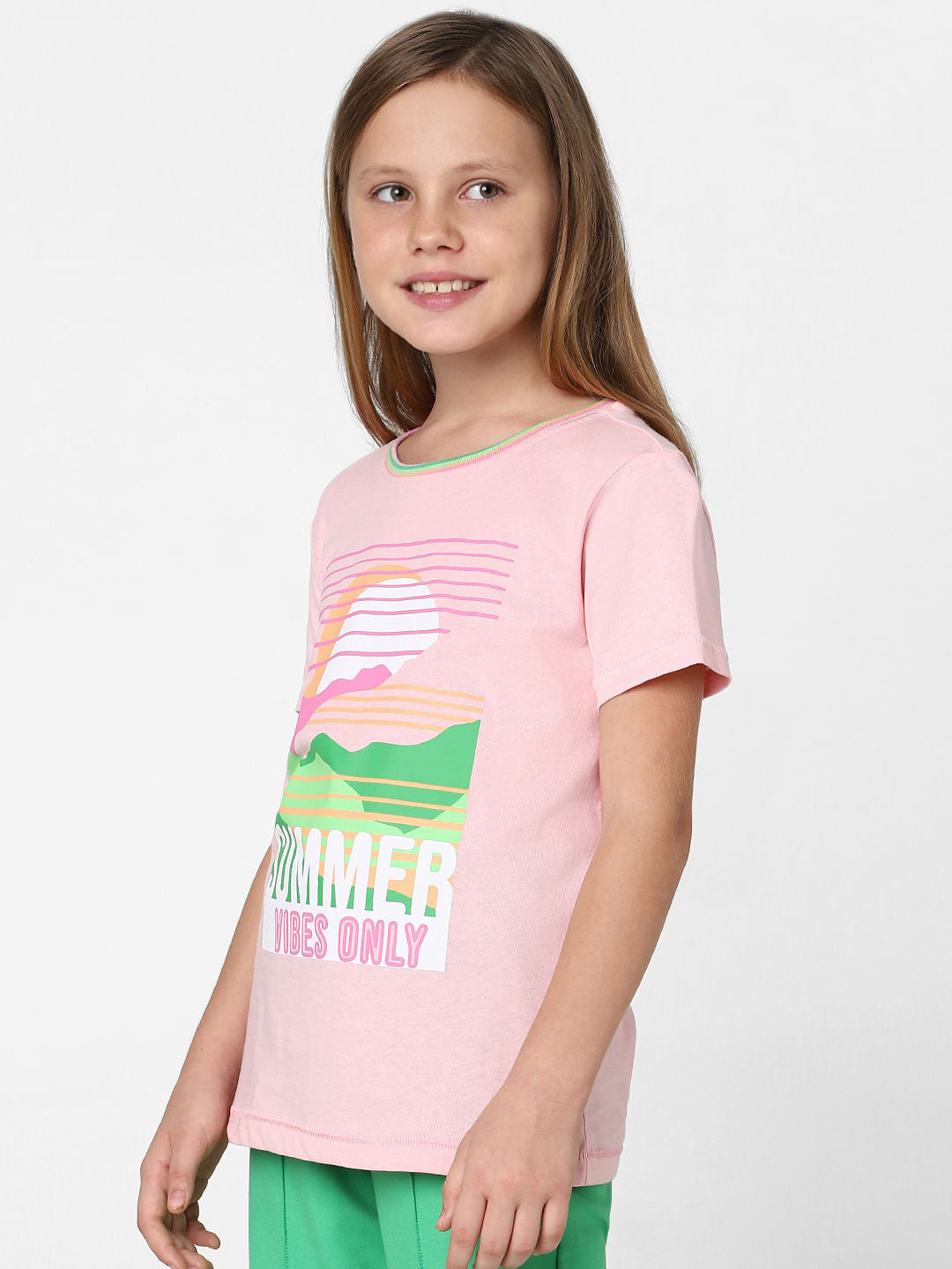 Girls Pink Graphic Print T-Shirt