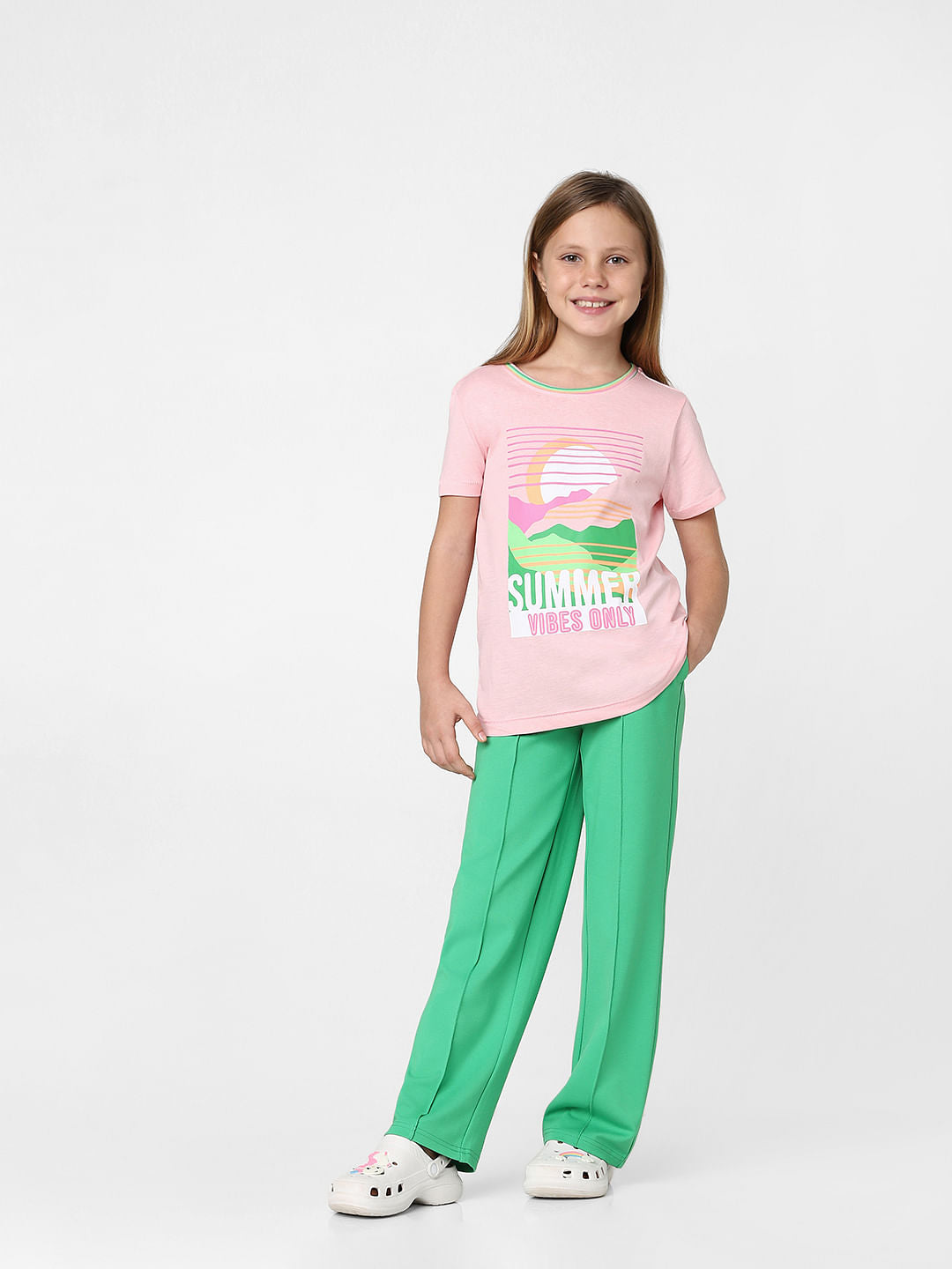 Girls Pink Graphic Print T-Shirt