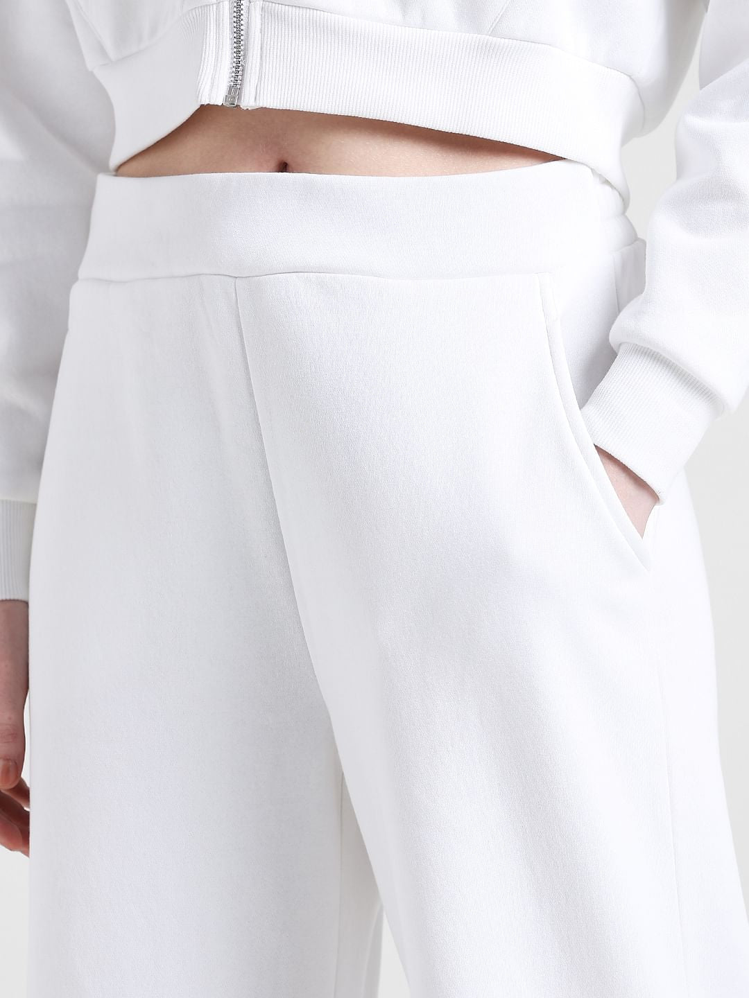 White High Rise Wide Leg Sweatpants