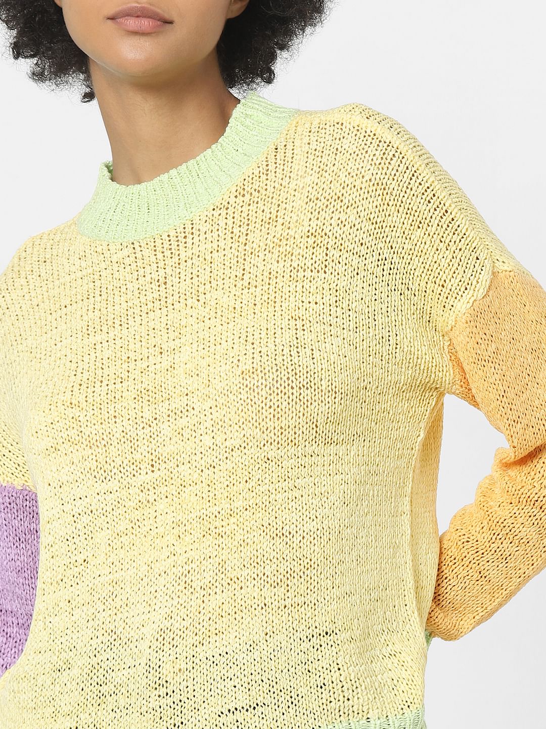 Yellow Colourblocked Pullover