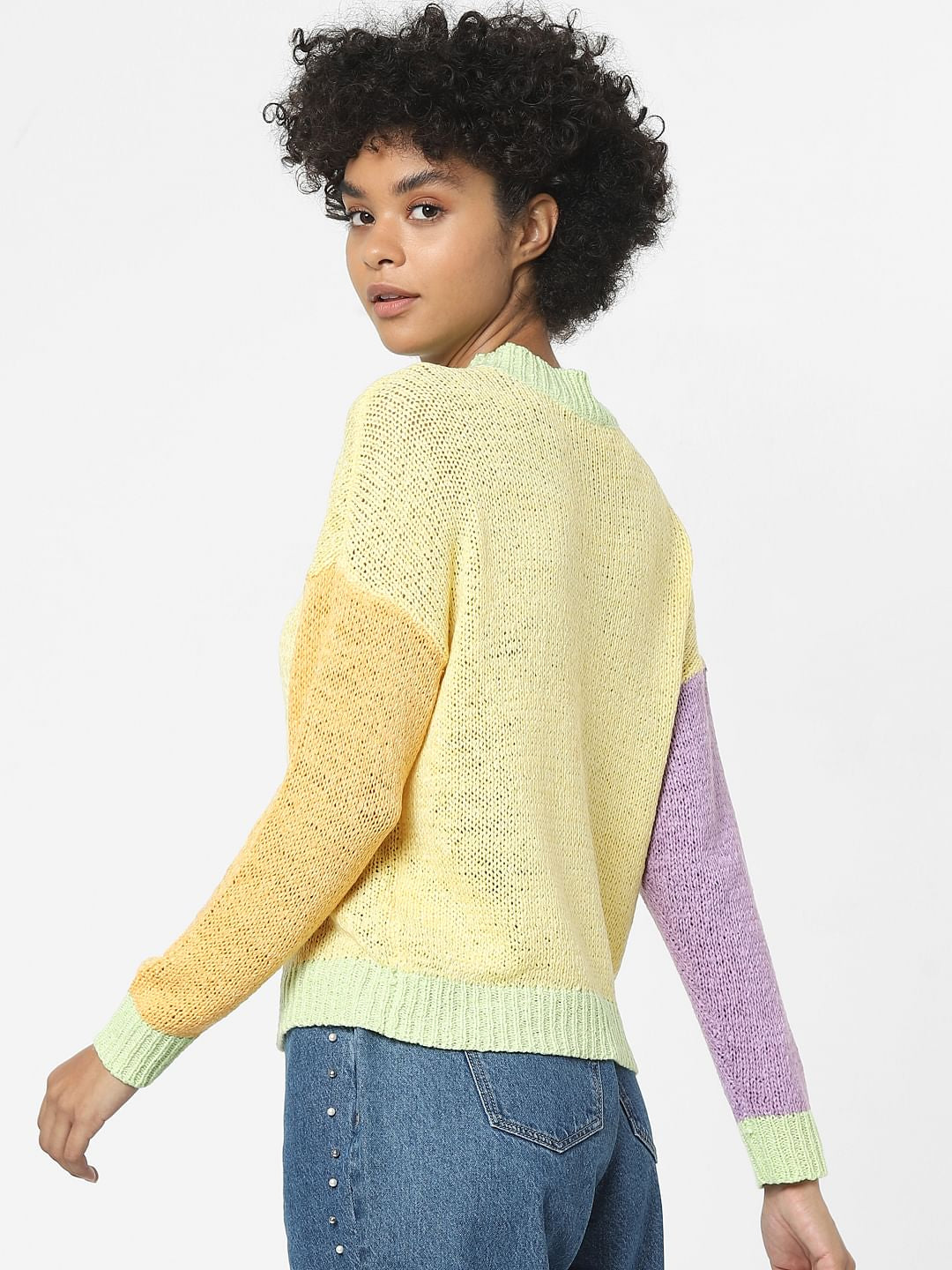Yellow Colourblocked Pullover