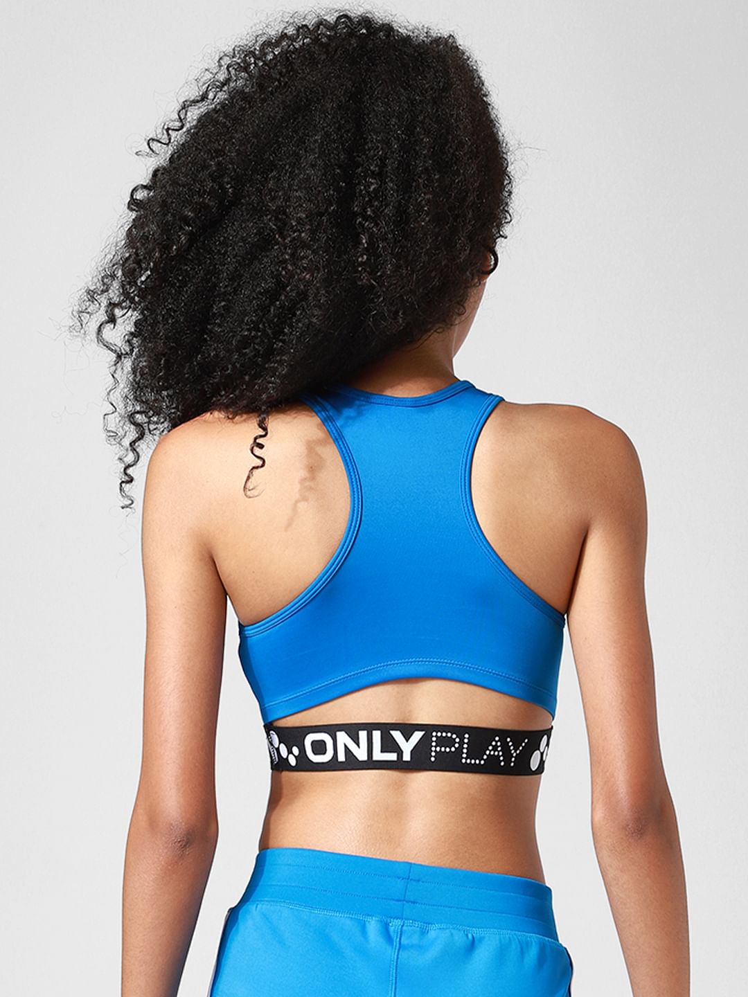 Blue Logo Print Co-Ord Sports Bra