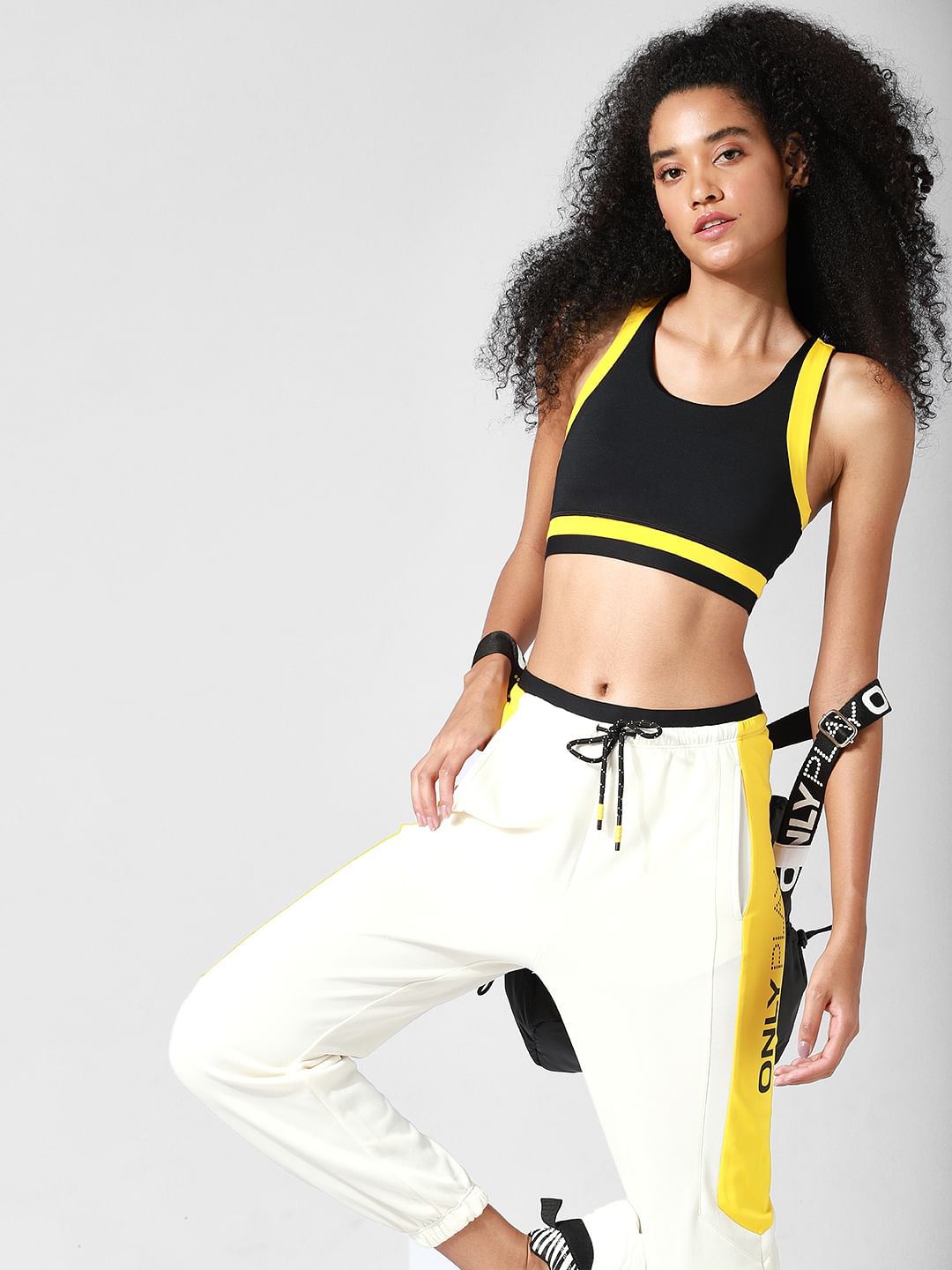 Black Colourblocked Co-Ord Sports Bra