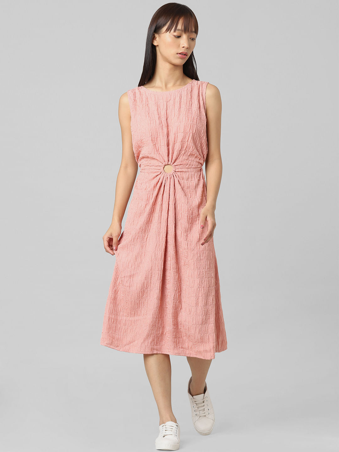 Pink Cut-Out Midi Dress