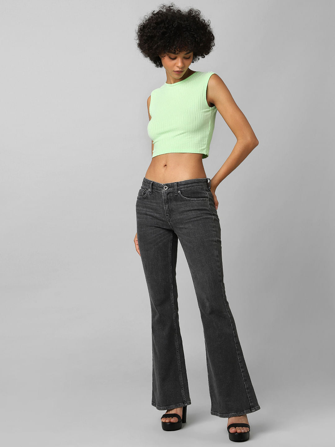 Green Back Detail Crop Top