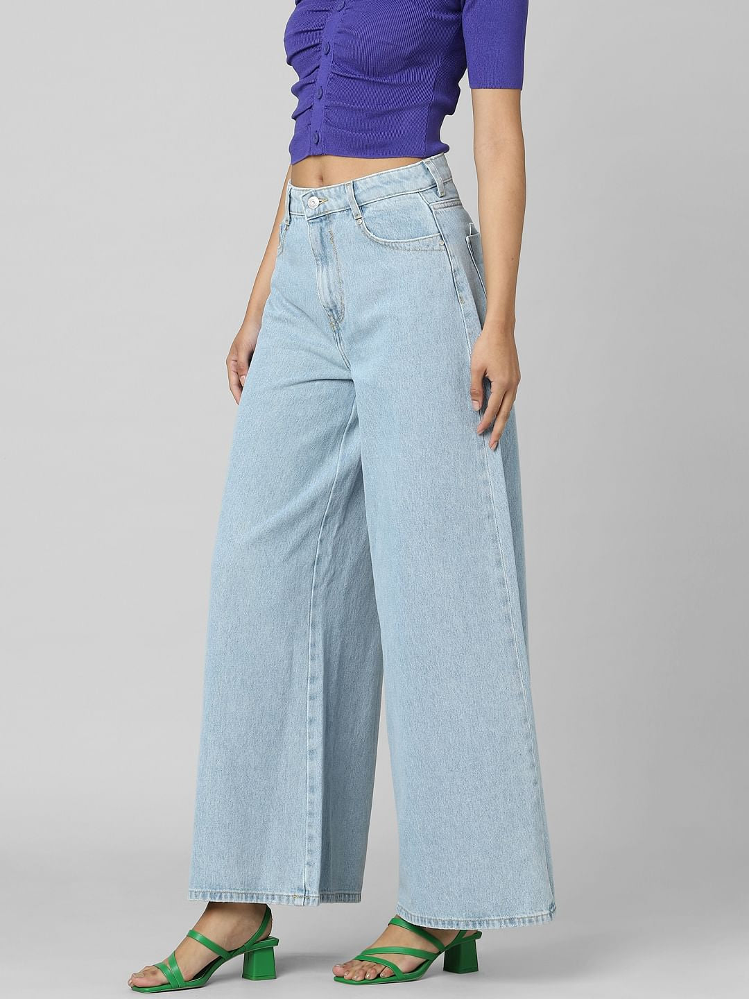 Light Blue High Rise Wide Leg Jeans