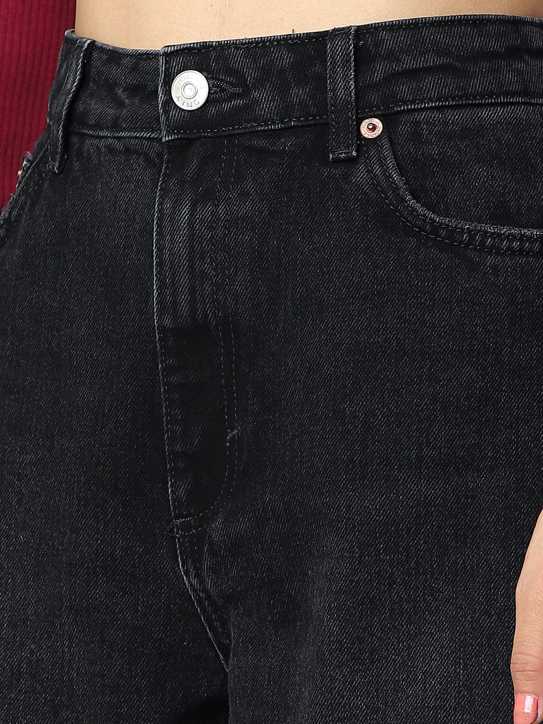 Black High Rise Distressed Wide Leg Jeans