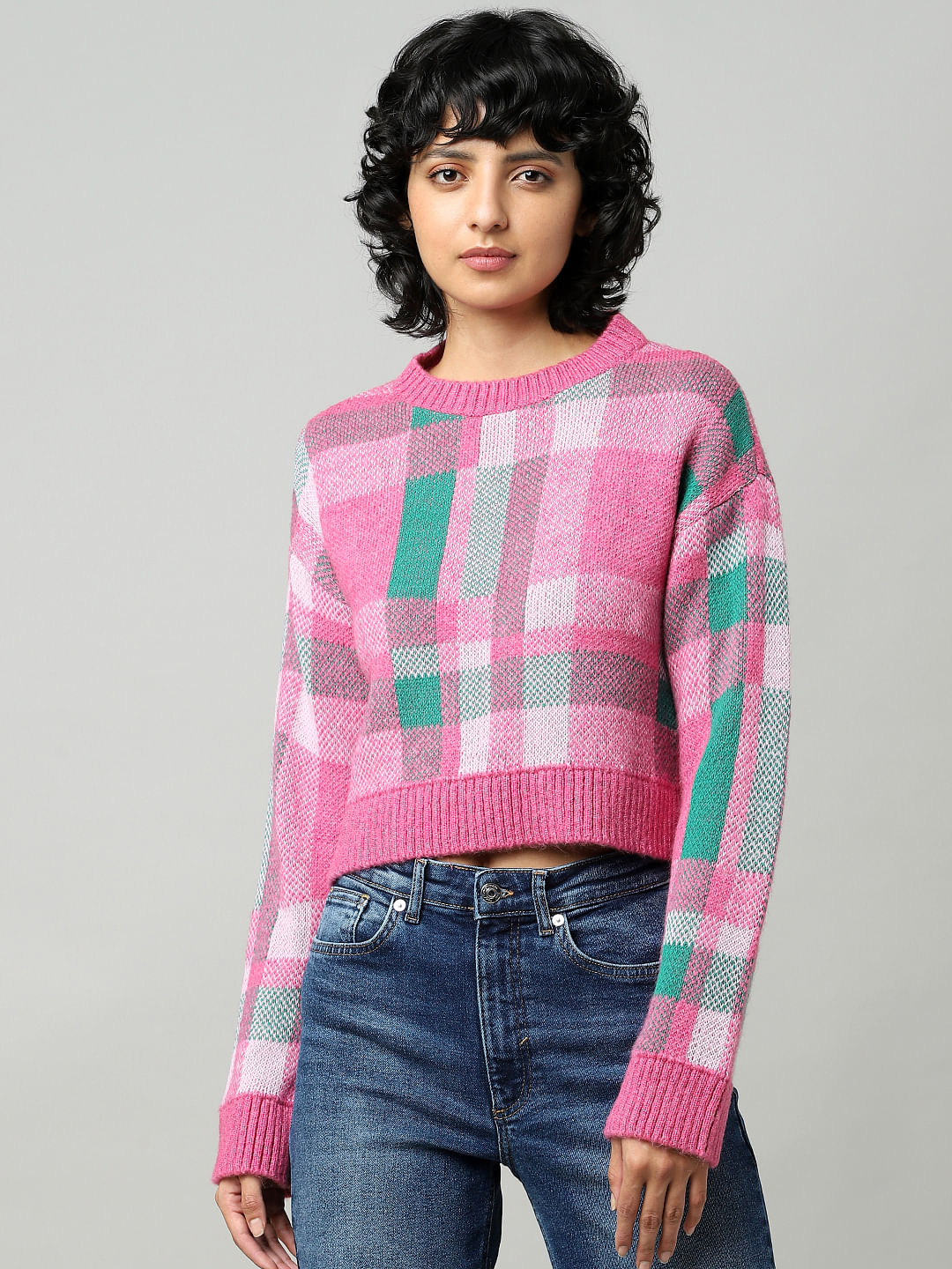 Pink Jacquard Knit Pullover