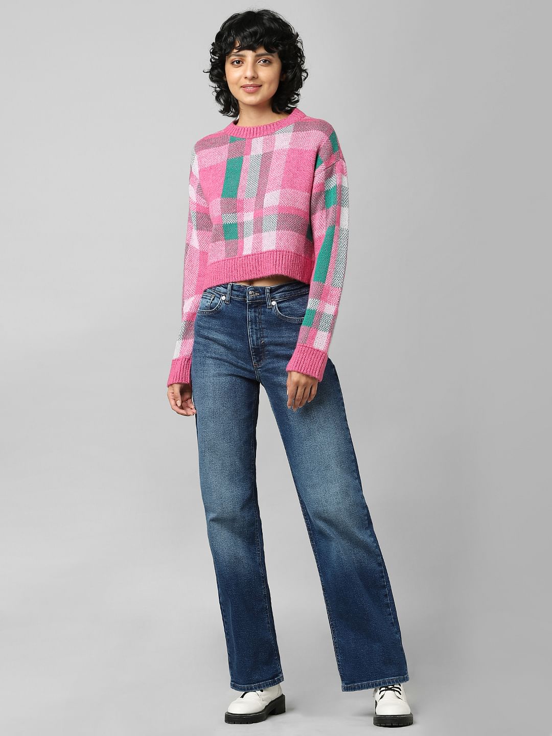 Pink Jacquard Knit Pullover