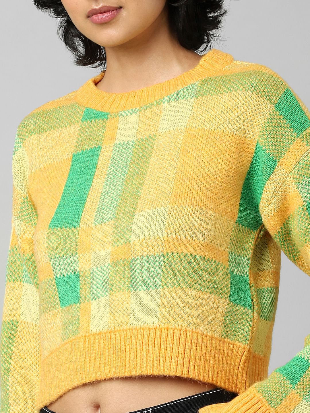 Orange Jacquard Knit Pullover