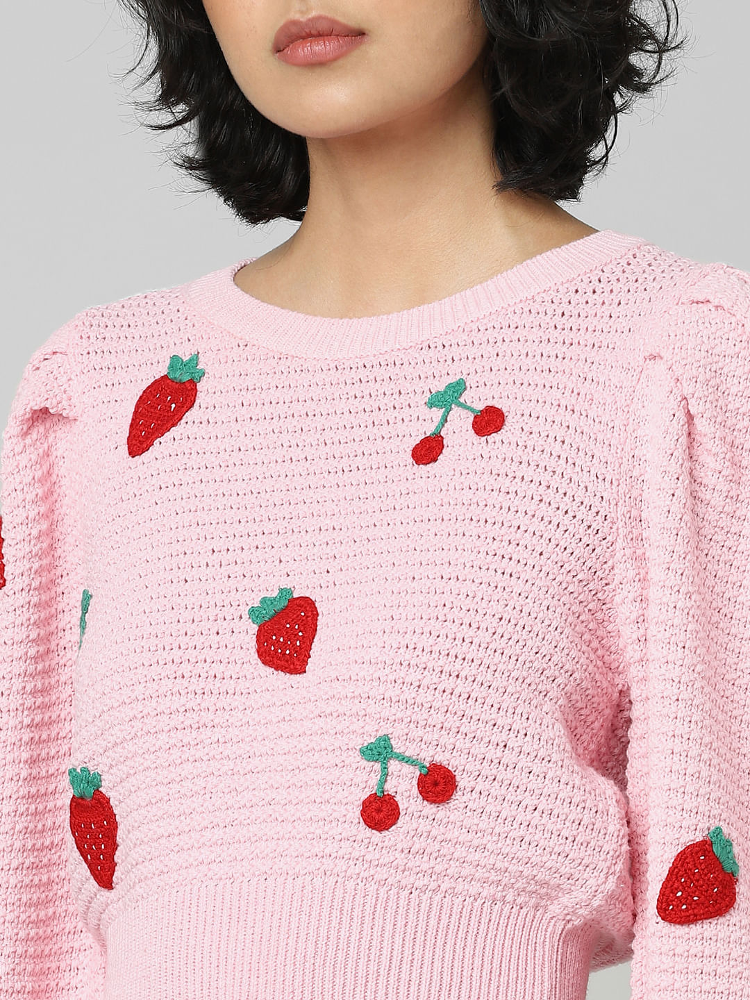 Pink Puff Sleeves Pullover