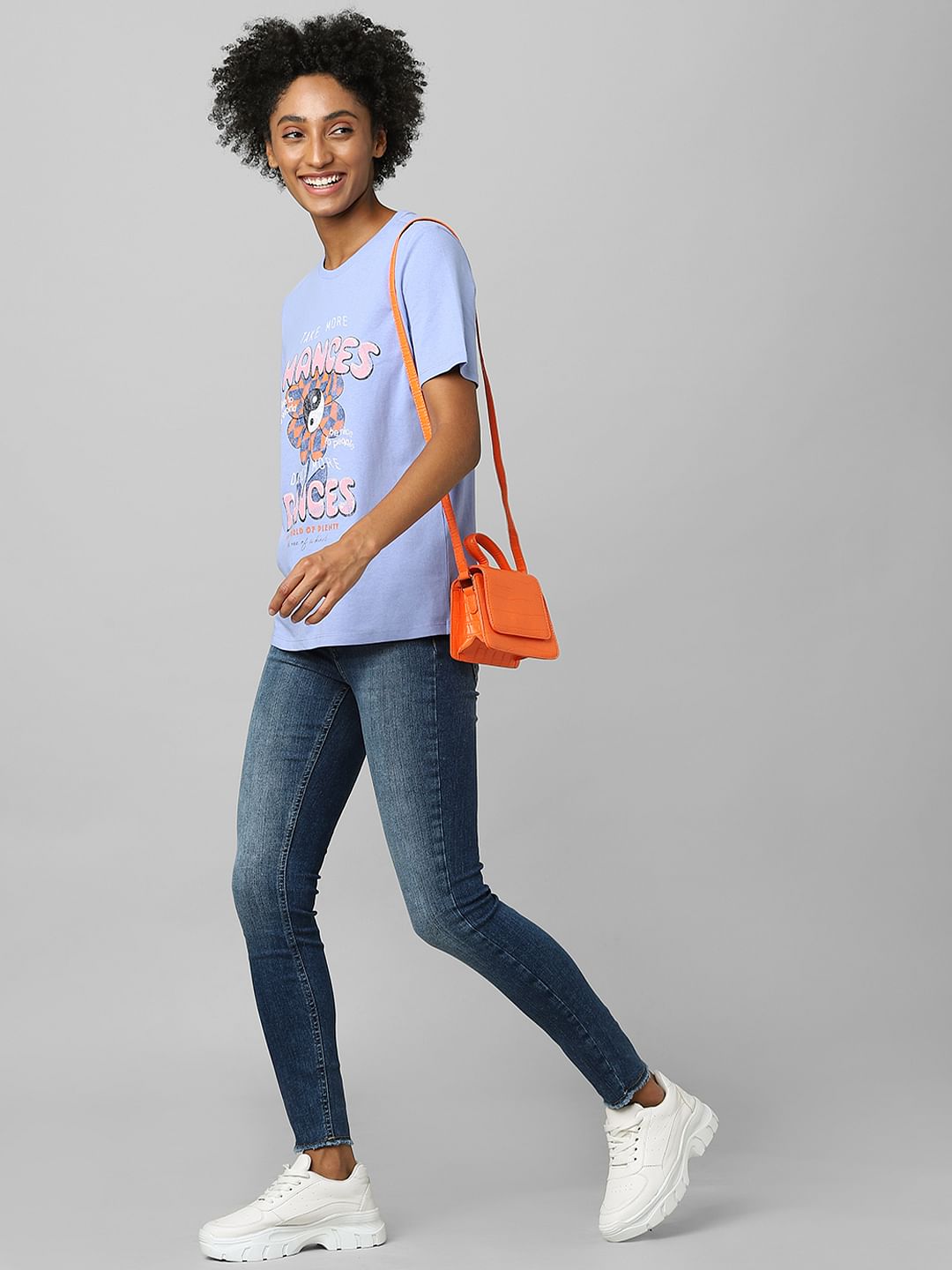 Blue Mid Rise Raw Edge Skinny Jeans