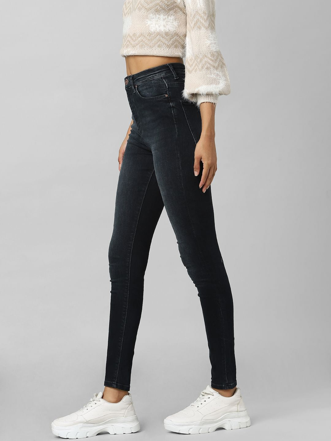 Black High Rise Washed Skinny Jeans