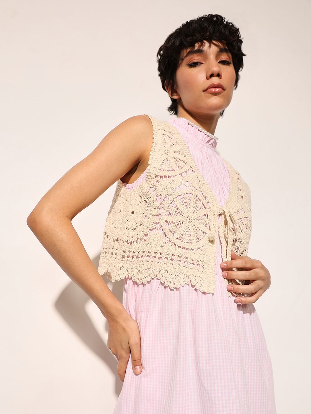 Beige Knitted Vest - L