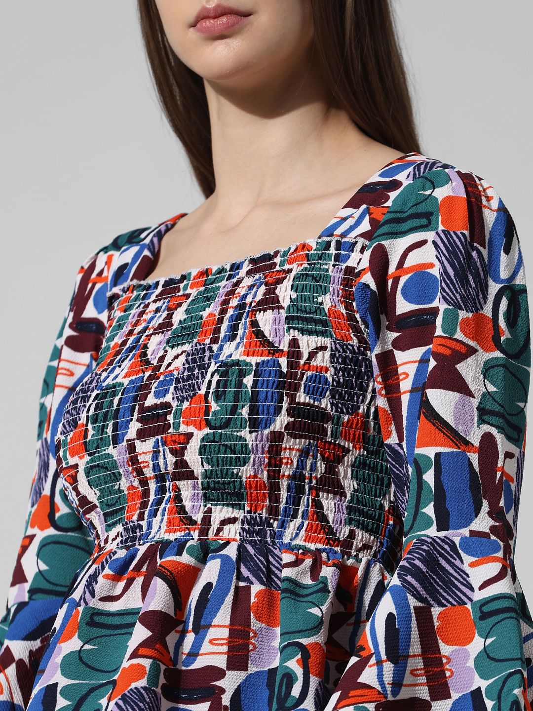 Green Abstract Print Top