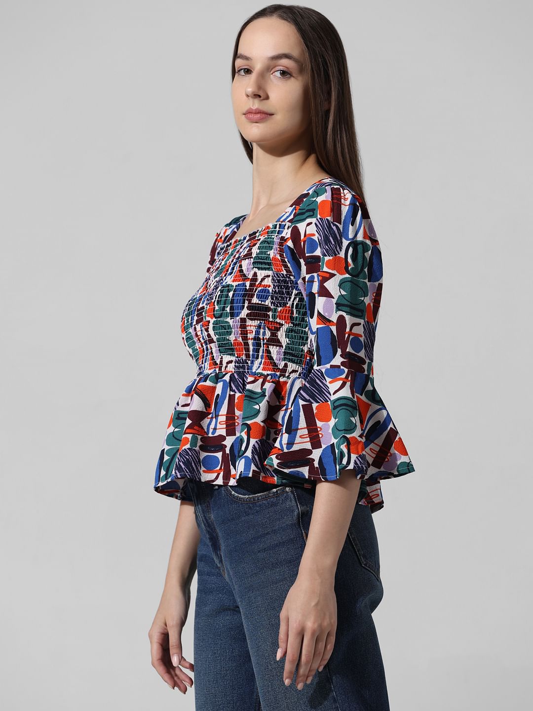 Green Abstract Print Top