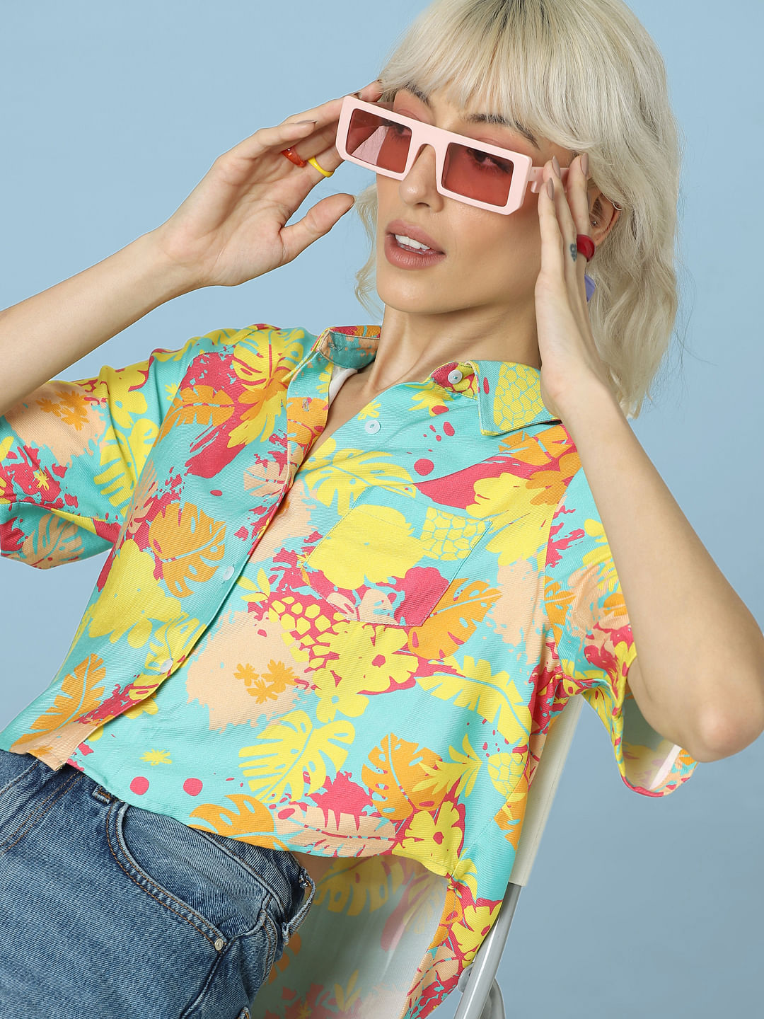 Yellow Tropical Print Shirt